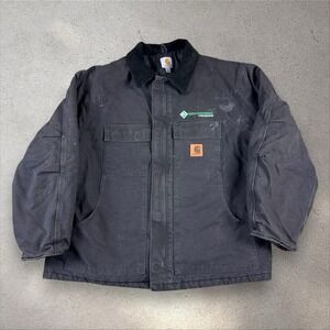 Carhartt C26BLK‎ Men's 2XL Black Duck Quilt Lined Arctic Work Coat Jacket